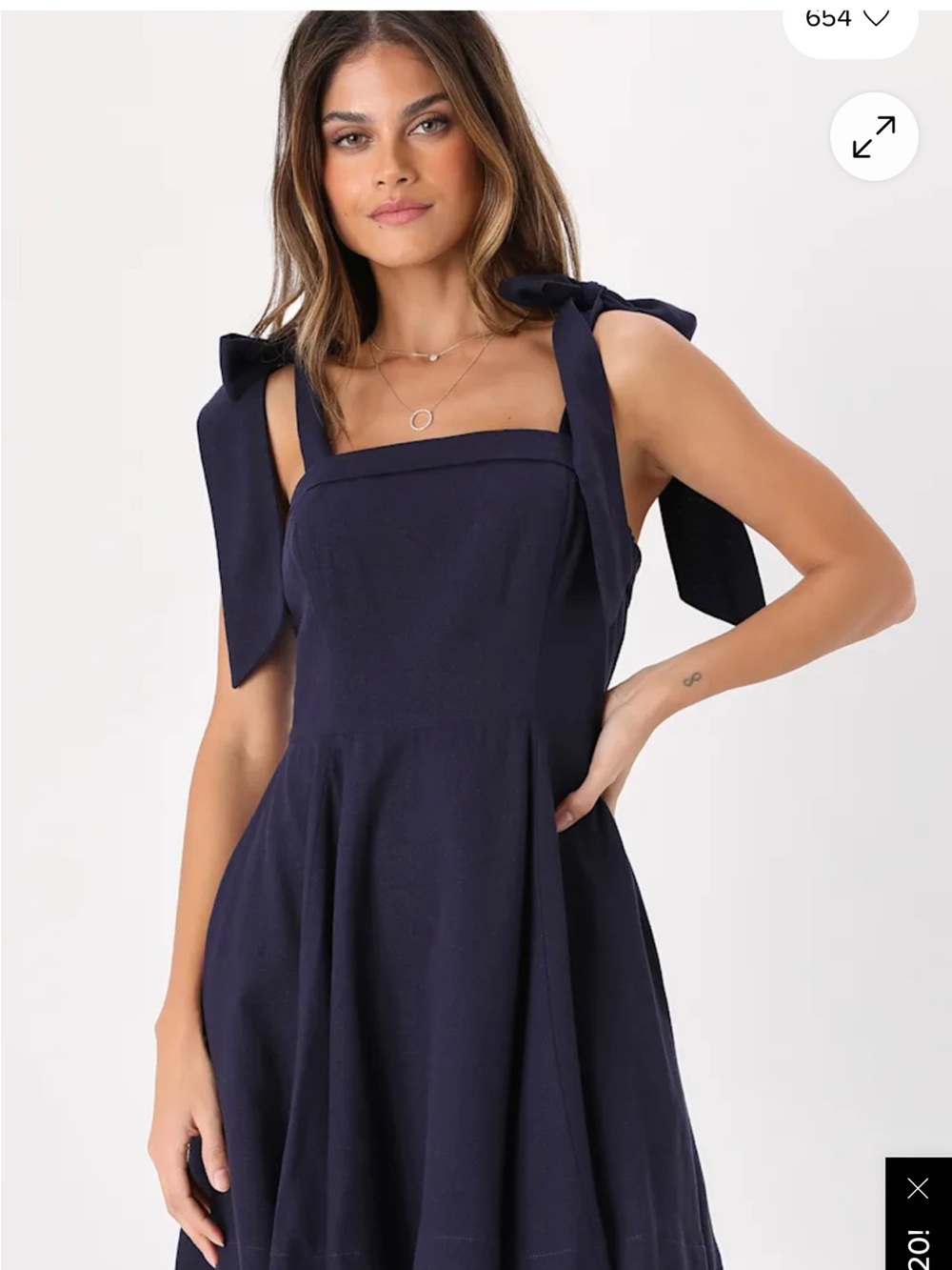 Navy Tie-Shoulder Mini Dress- LuLus Size XS Worn for family pictures.